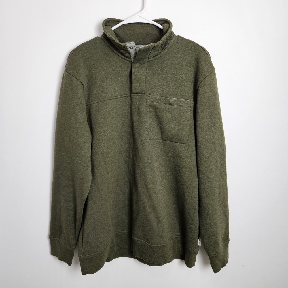 Magellan Men's Size M Campfire Mock 1/4 Snap Pullover Classic Fit Olive Green